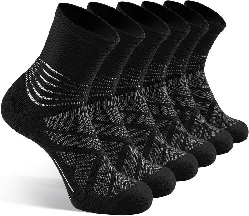 IRAMY Compression Ankle Support Crew Socks Men Women Coolmax Wicking Plantar Fasciitis Relief Running Hiking Socks 3 Pairs - Image 1